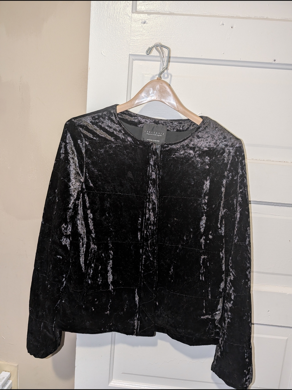 Sanctuary Black Crushed Velvet Zip Jacket